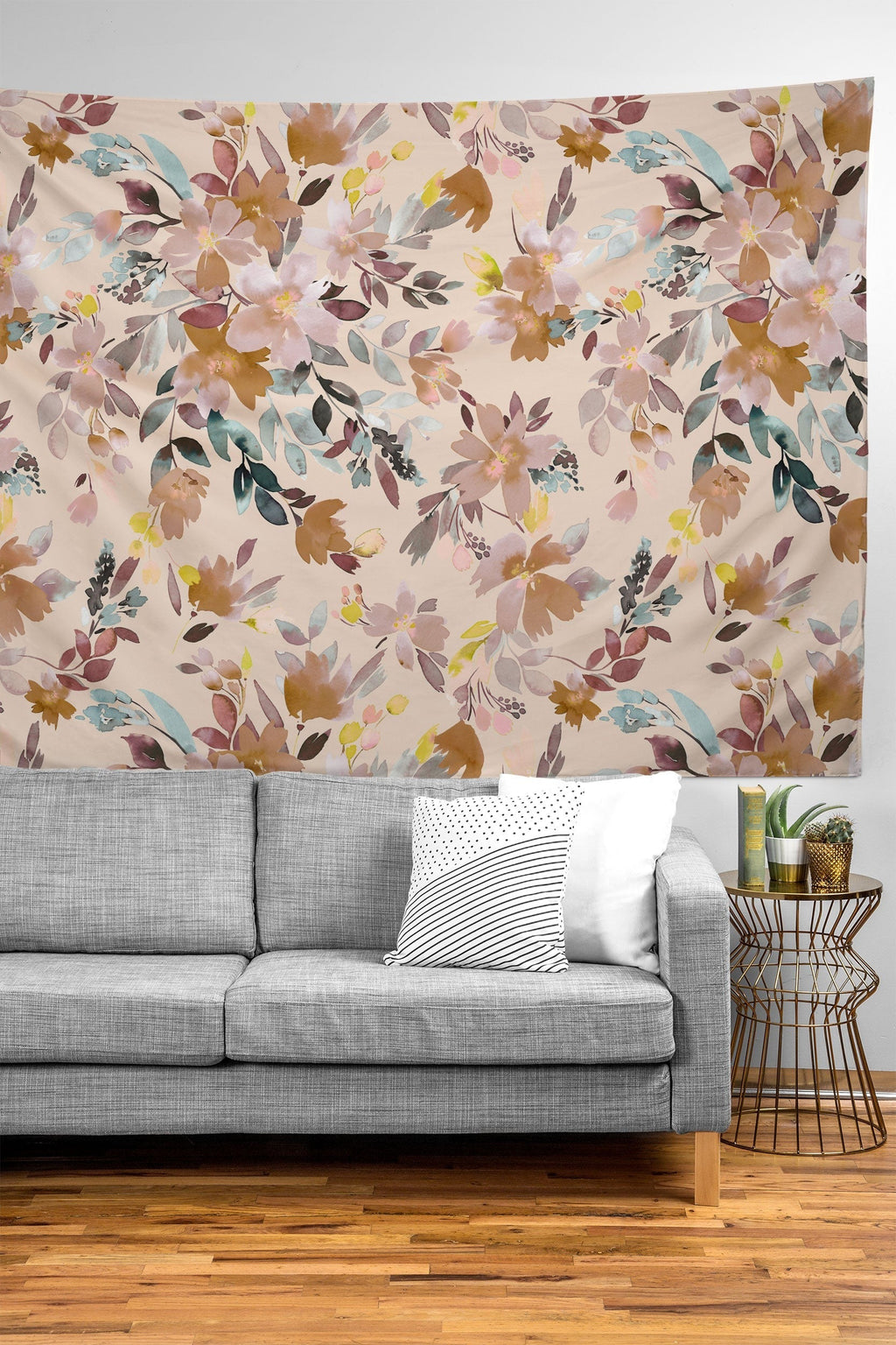 Ninola Design Botanic Retreat Floral Oleander Whimsical Soft Pink Tapestry