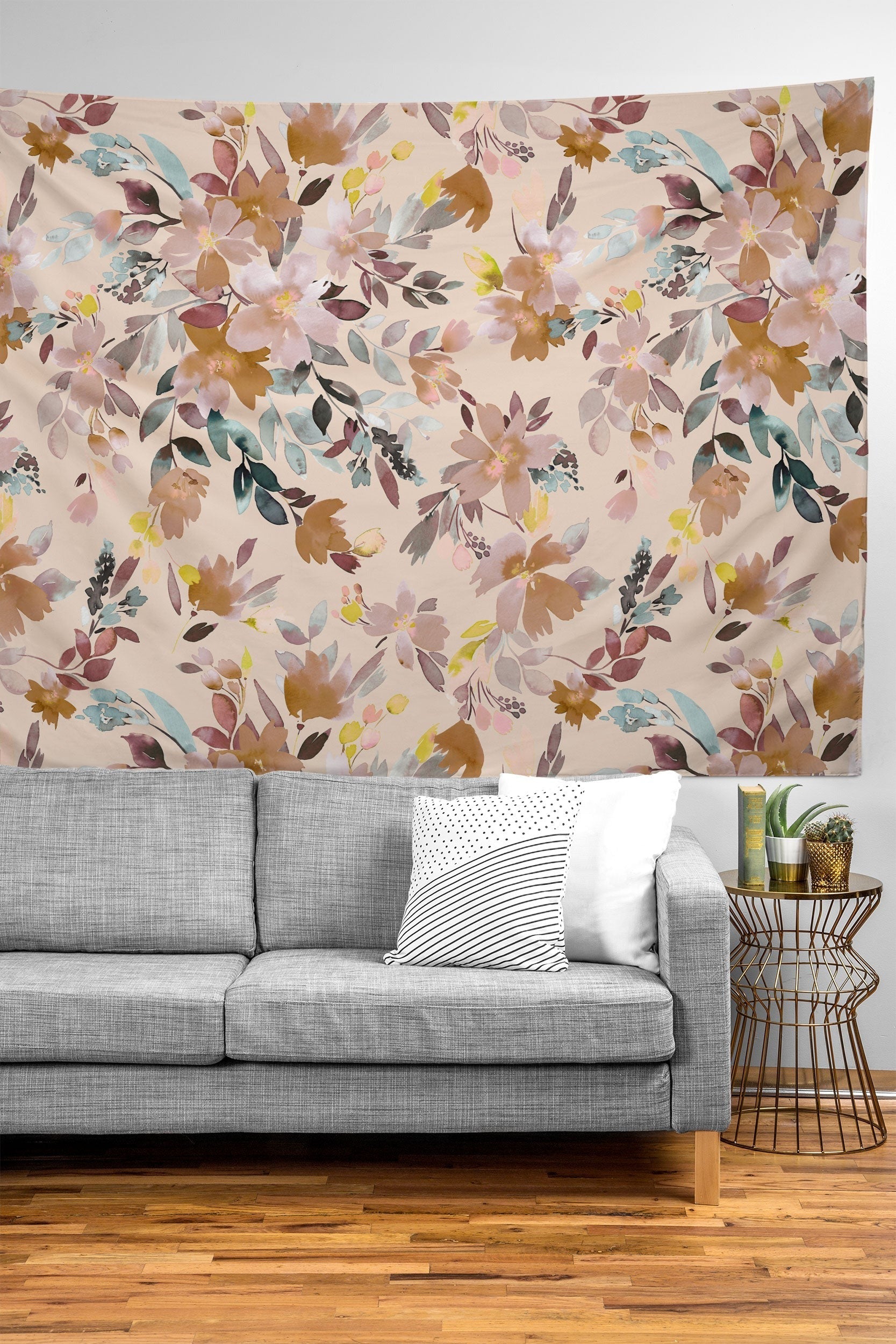 Ninola Design Botanic Retreat Floral Oleander Whimsical Soft Pink Tapestry