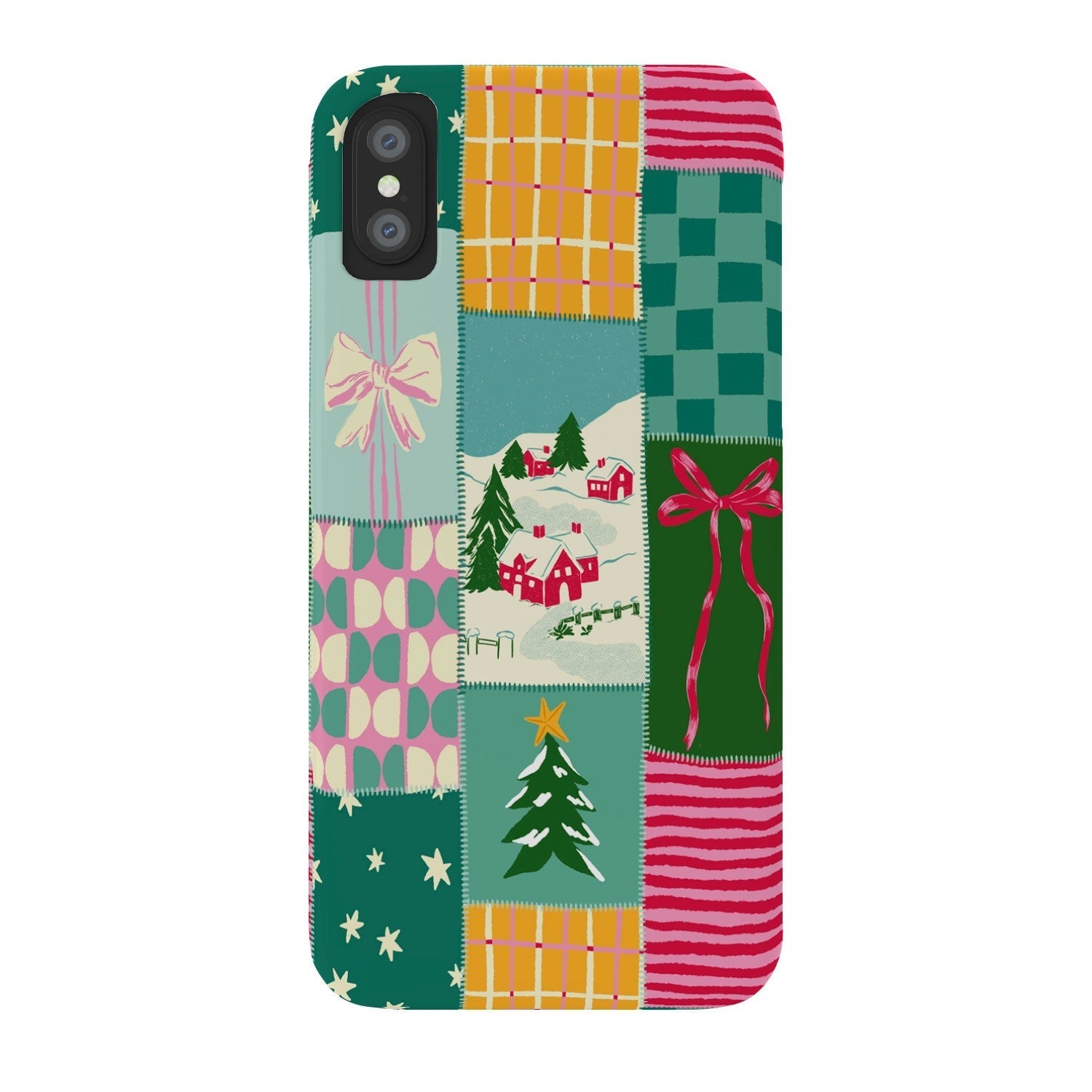 LouBruzzoni Cozy Christmas Patchwork Phone Case