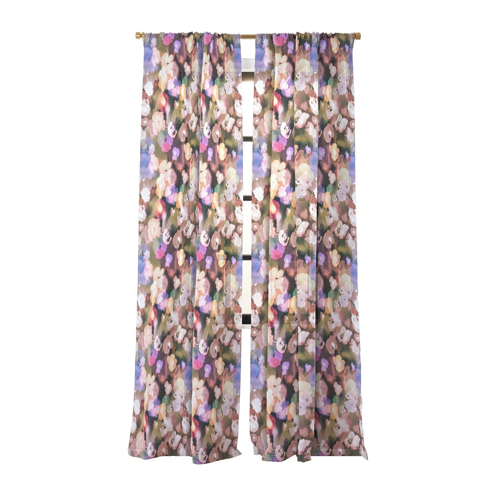 Ninola Design Botanic Retreat Ombre Abstract Watercolor Flowers Pink gold Sheer Window Curtain