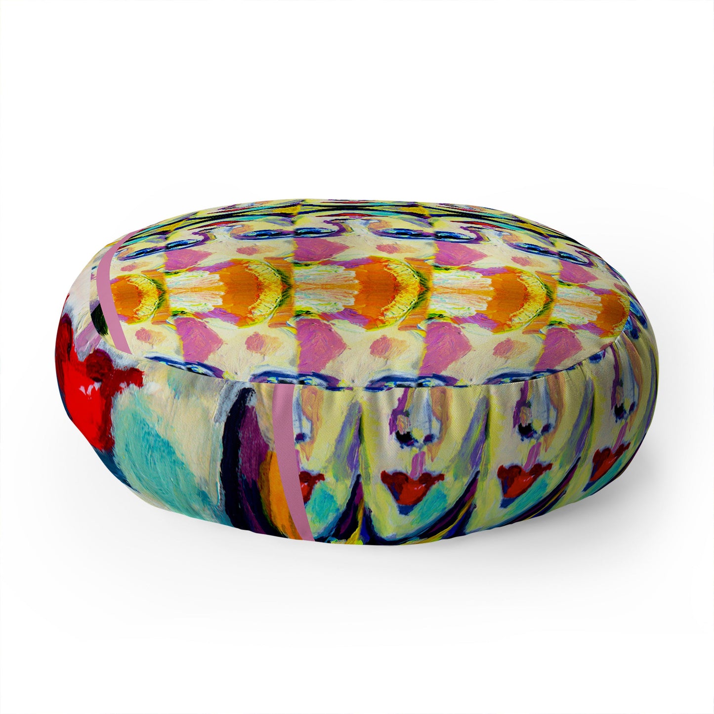 Ginette Fine Art Blue Eyes Red Lips Floor Pillow Round