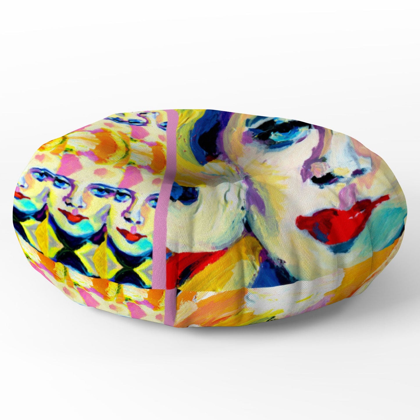 Ginette Fine Art Blue Eyes Red Lips Floor Pillow Round