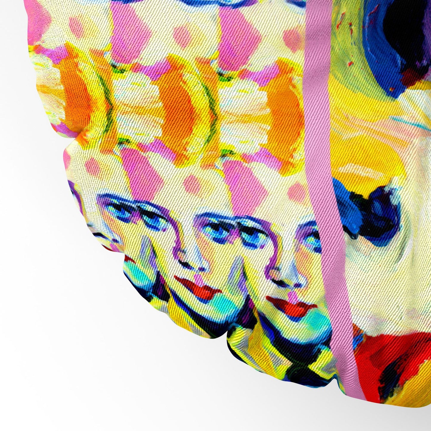 Ginette Fine Art Blue Eyes Red Lips Floor Pillow Round