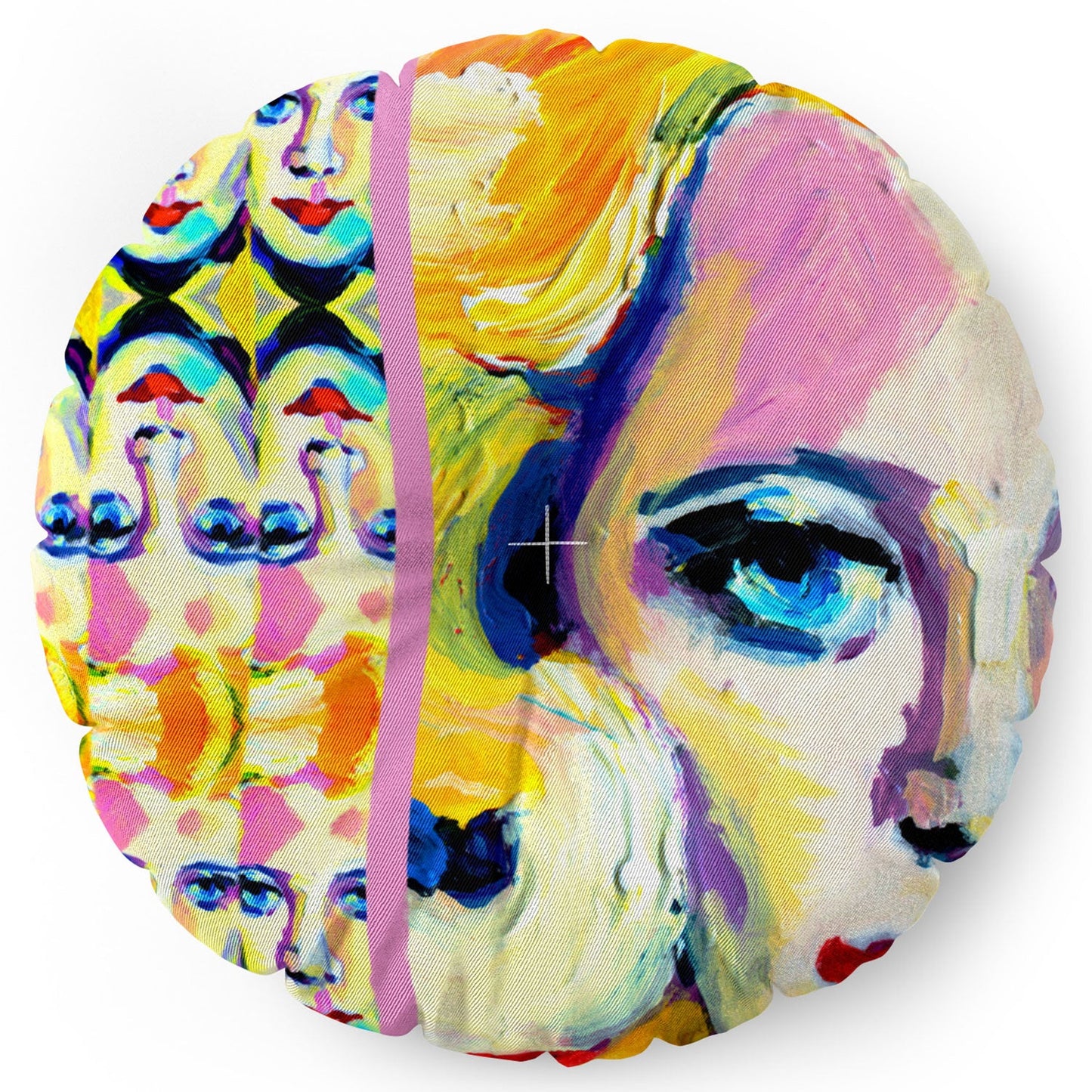 Ginette Fine Art Blue Eyes Red Lips Floor Pillow Round