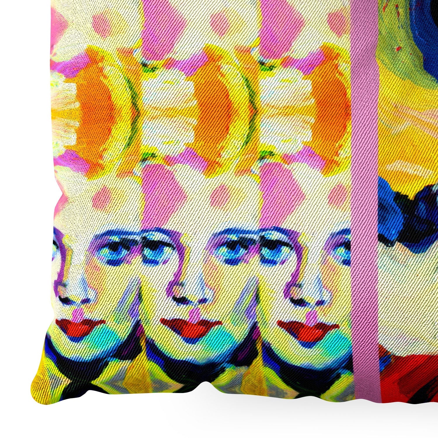 Ginette Fine Art Blue Eyes Red Lips Floor Pillow Square