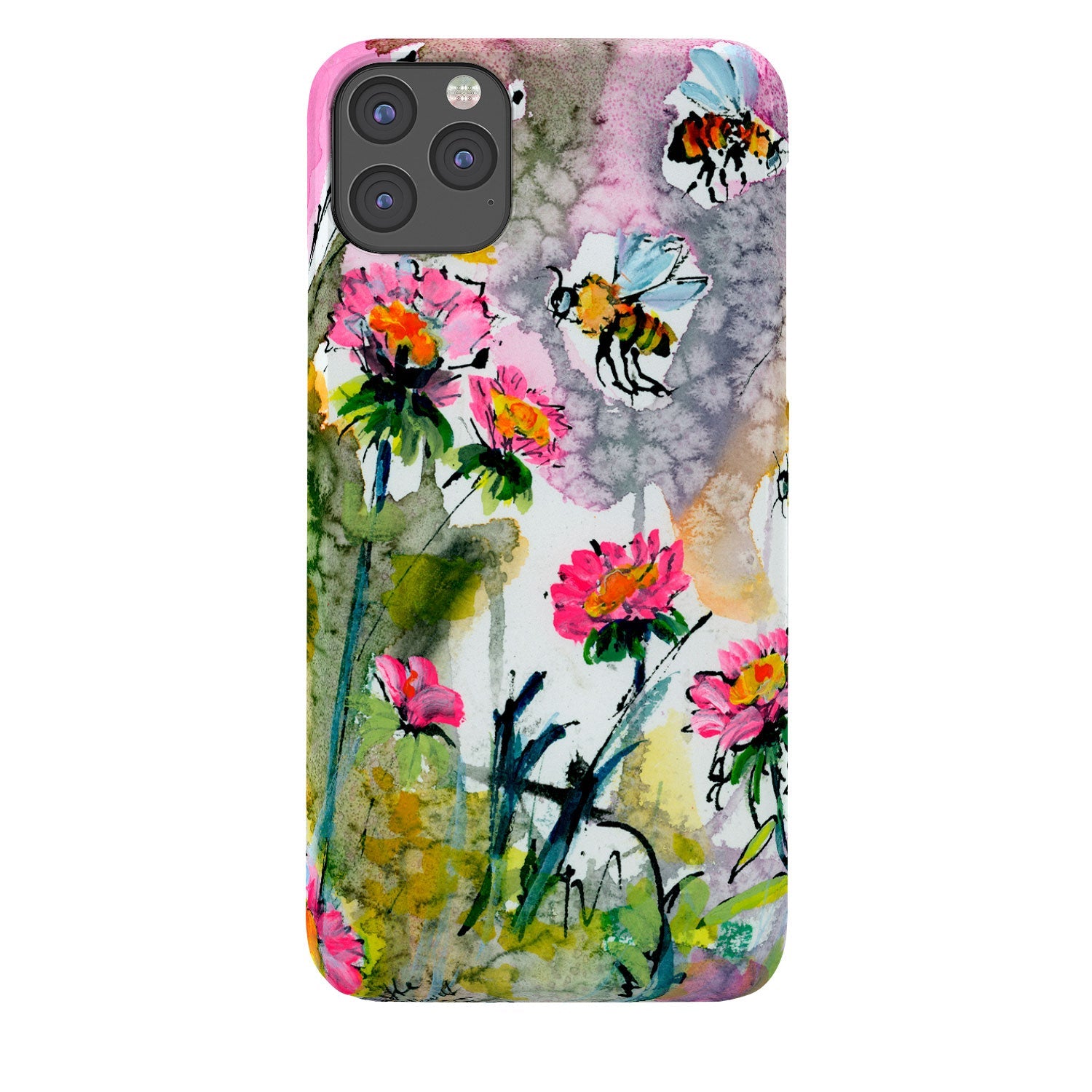 Ginette Fine Art Pink Flowers and Bees Phone Case