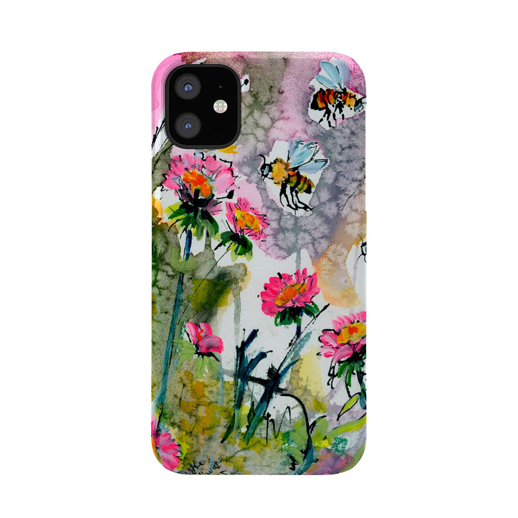 Ginette Fine Art Pink Flowers and Bees Phone Case