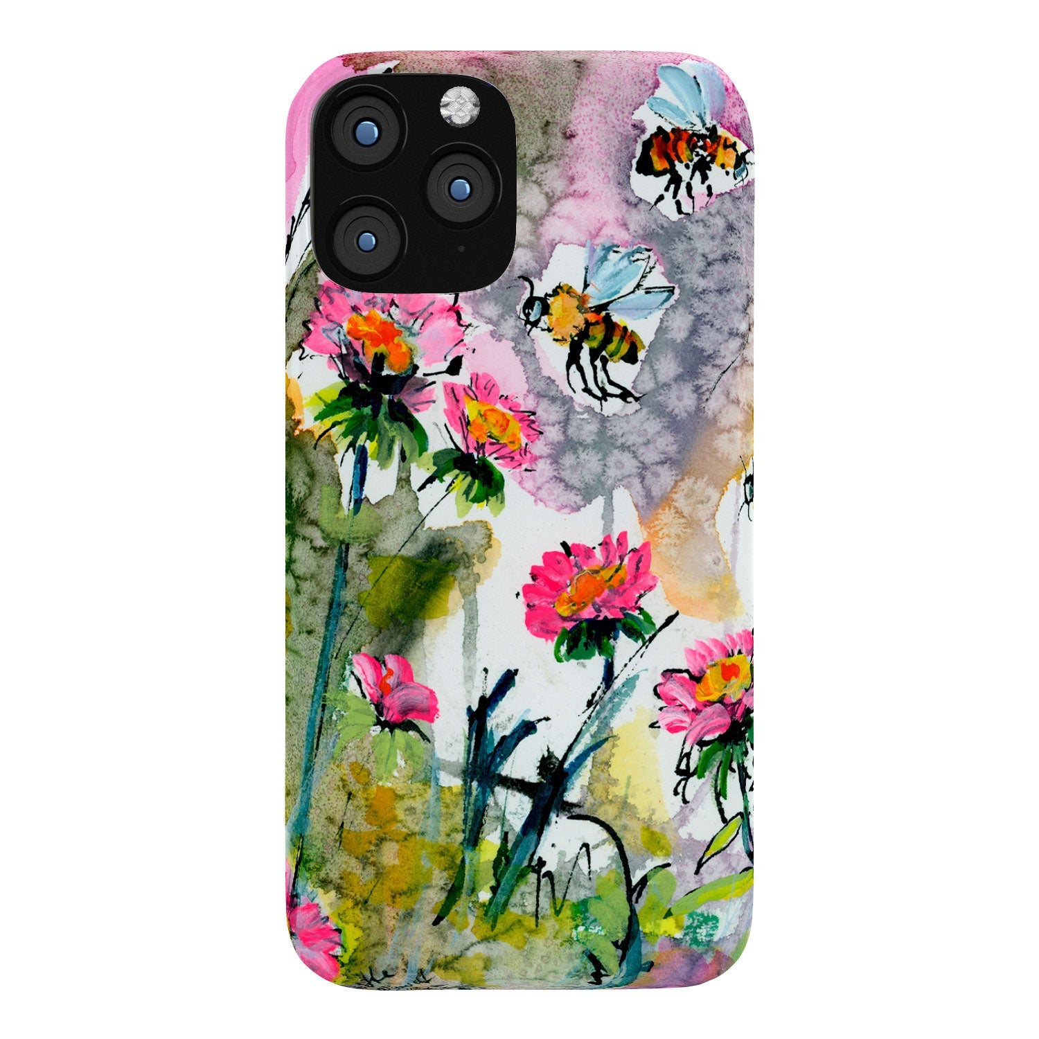 Ginette Fine Art Pink Flowers and Bees Phone Case