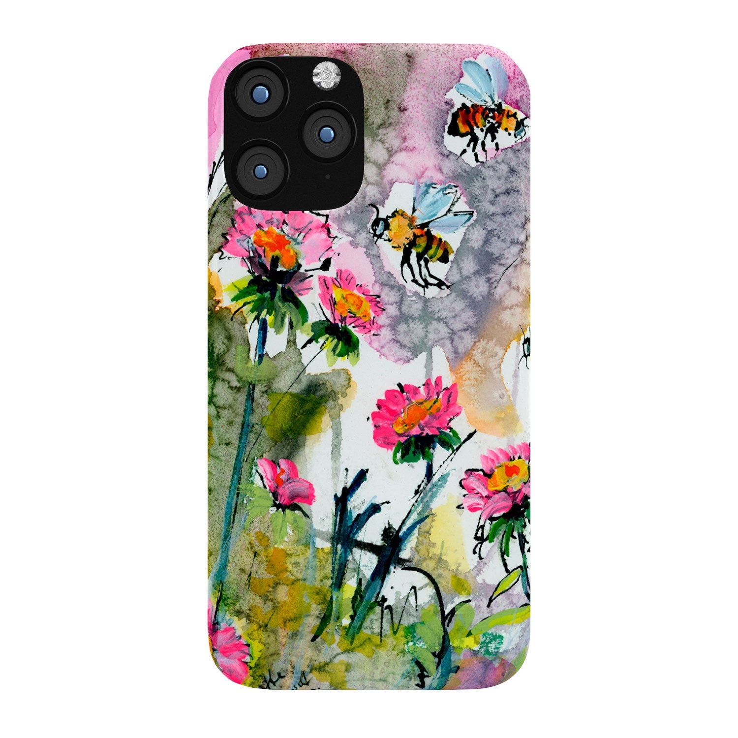 Ginette Fine Art Pink Flowers and Bees Phone Case