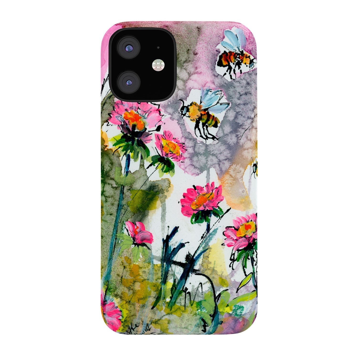 Ginette Fine Art Pink Flowers and Bees Phone Case