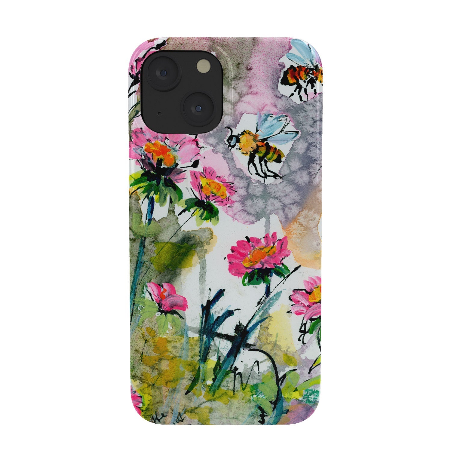 Ginette Fine Art Pink Flowers and Bees Phone Case