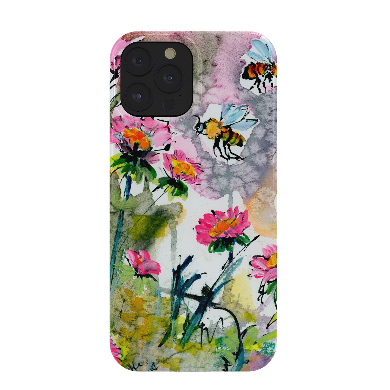 Ginette Fine Art Pink Flowers and Bees Phone Case
