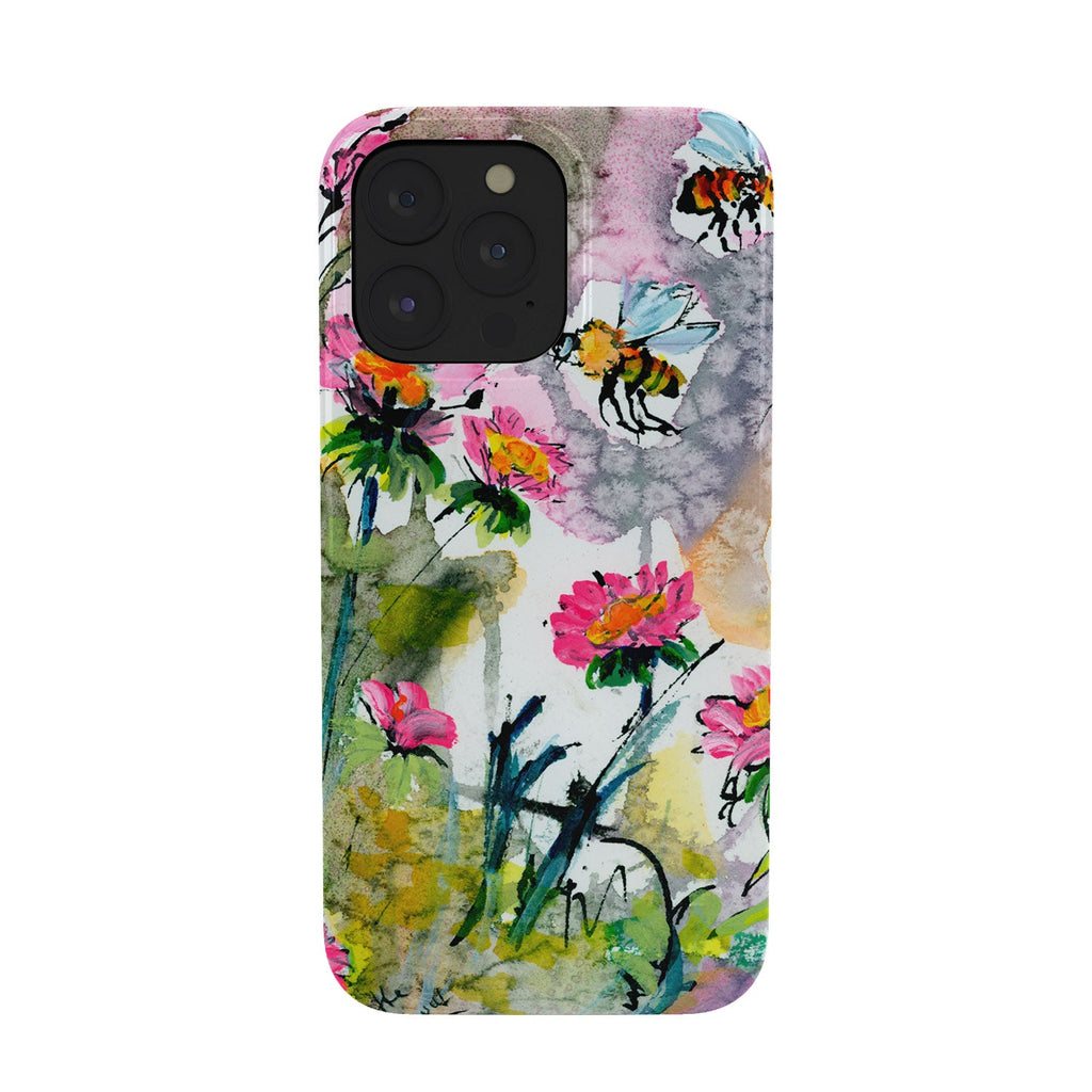 Ginette Fine Art Pink Flowers and Bees Phone Case