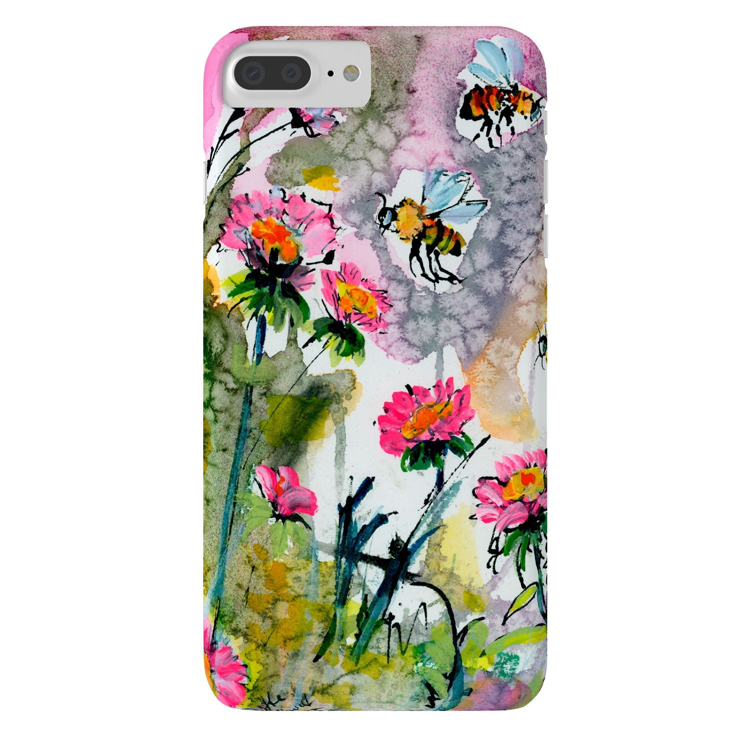 Ginette Fine Art Pink Flowers and Bees Phone Case