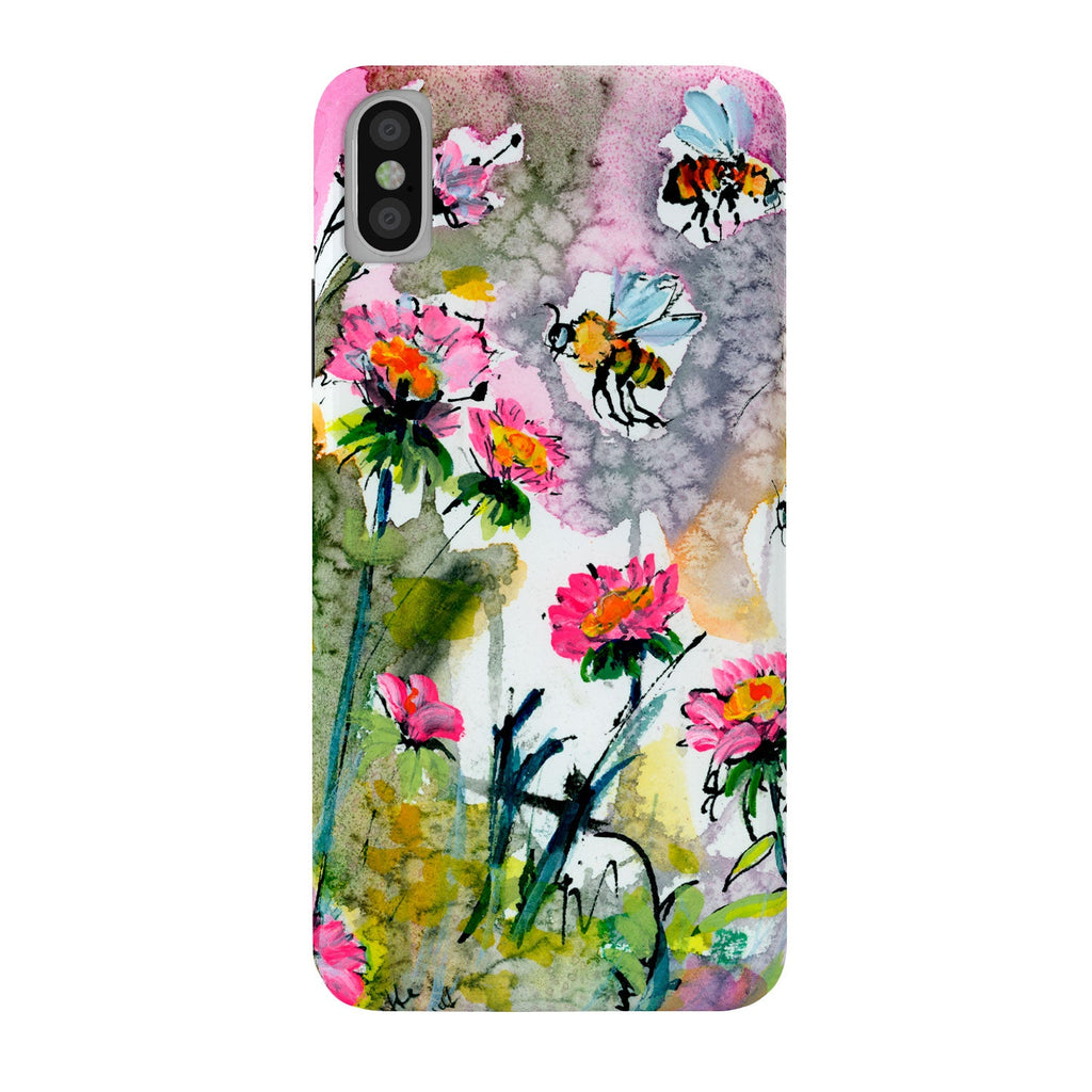 Ginette Fine Art Pink Flowers and Bees Phone Case
