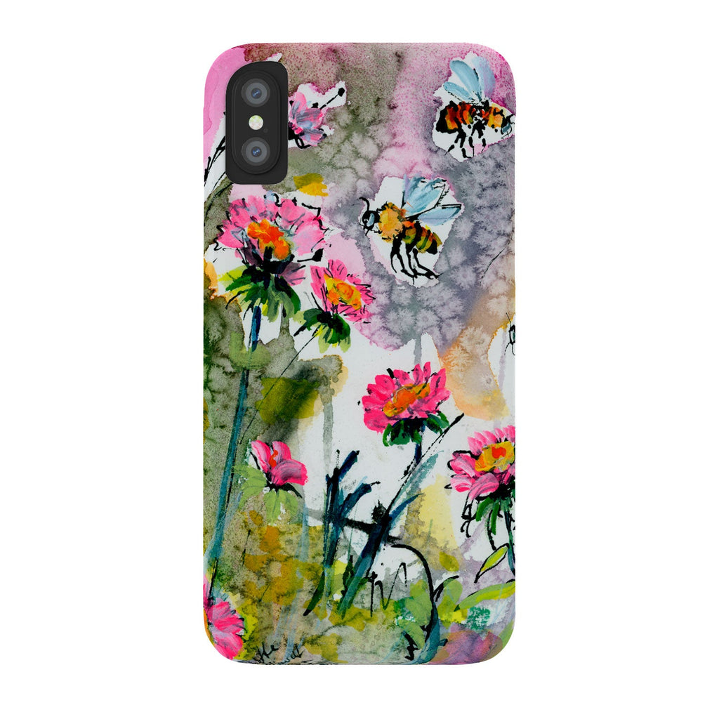Ginette Fine Art Pink Flowers and Bees Phone Case