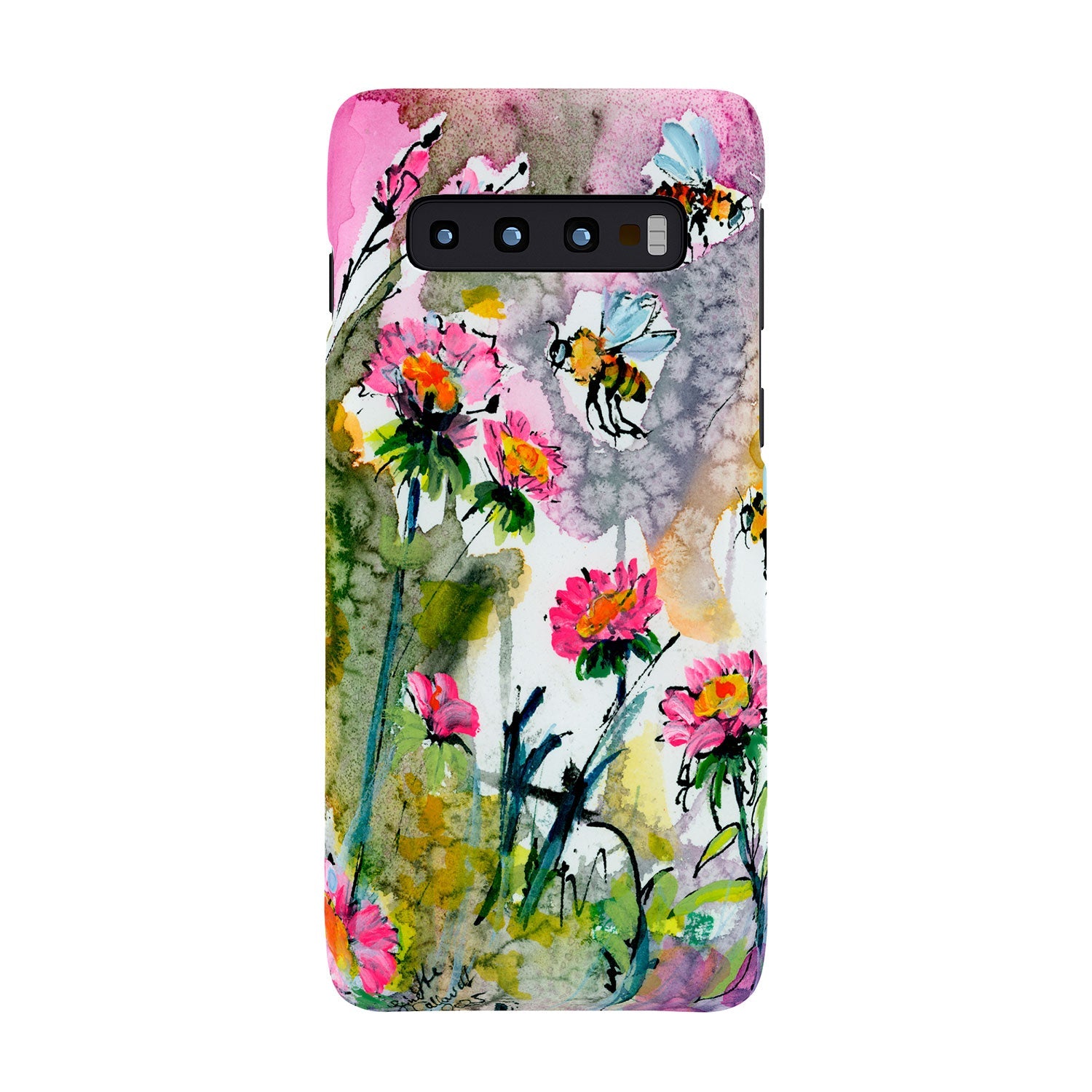 Ginette Fine Art Pink Flowers and Bees Phone Case