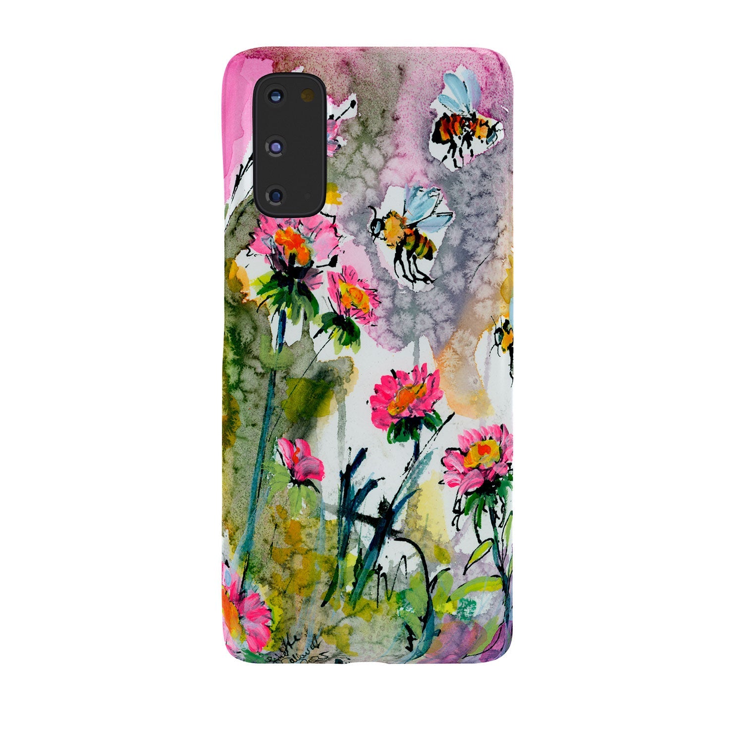 Ginette Fine Art Pink Flowers and Bees Phone Case