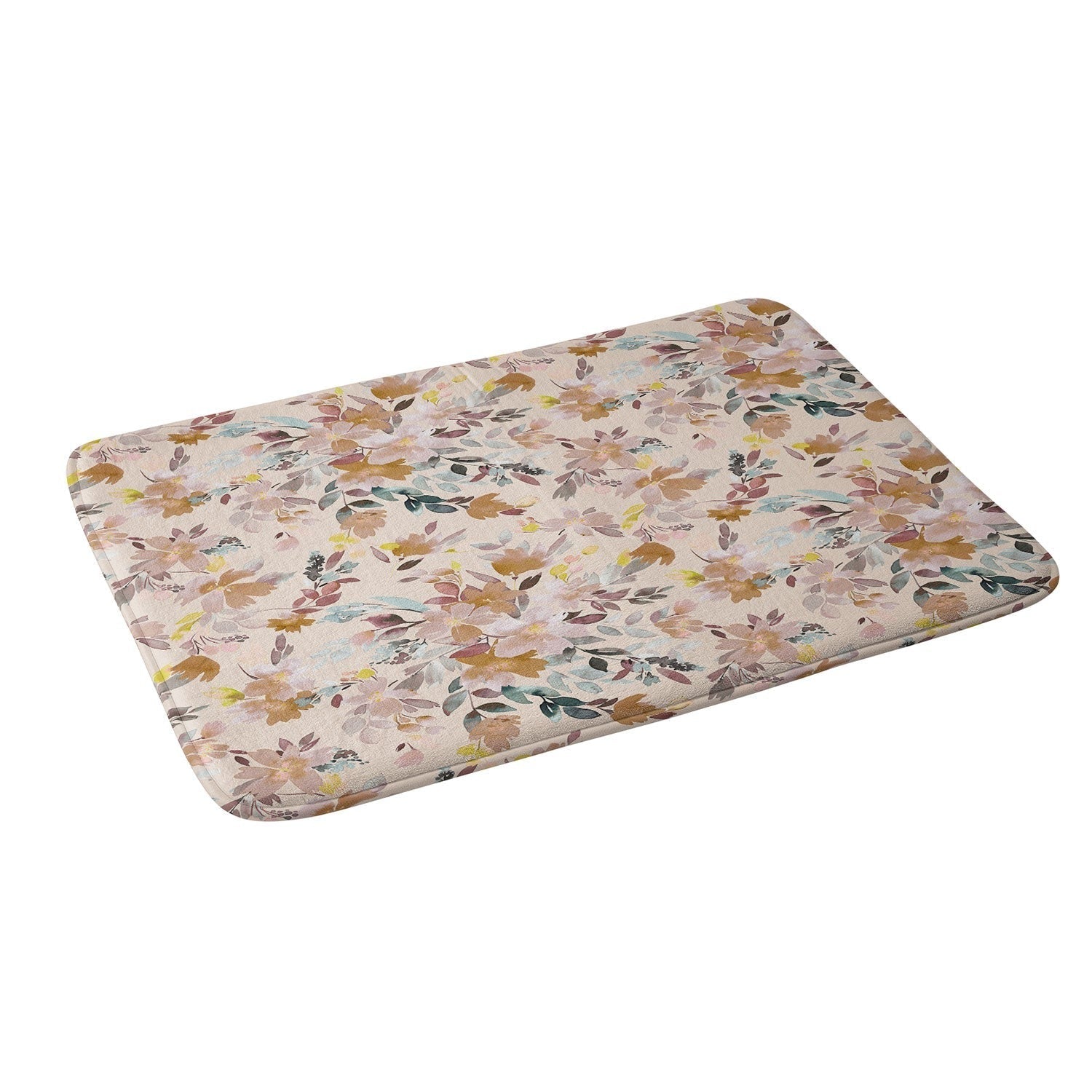 Ninola Design Botanic Retreat Floral Oleander Whimsical Soft Pink Memory Foam Bath Mat