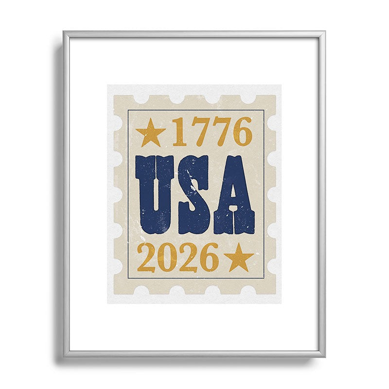 DENY Designs USA Stamp Metal Framed Art Print