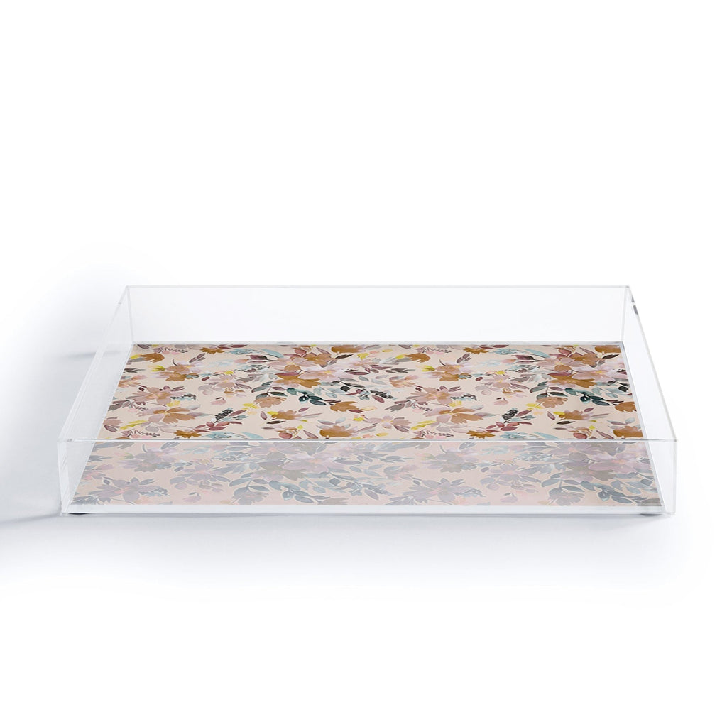 Ninola Design Botanic Retreat Floral Oleander Whimsical Soft Pink Acrylic Tray