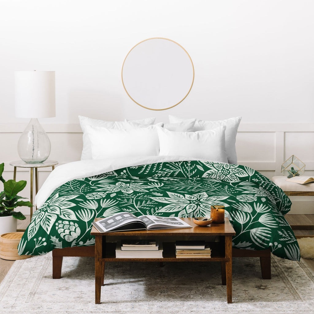 Pimlada Phuapradit Christmas Poinsettia Duvet Cover