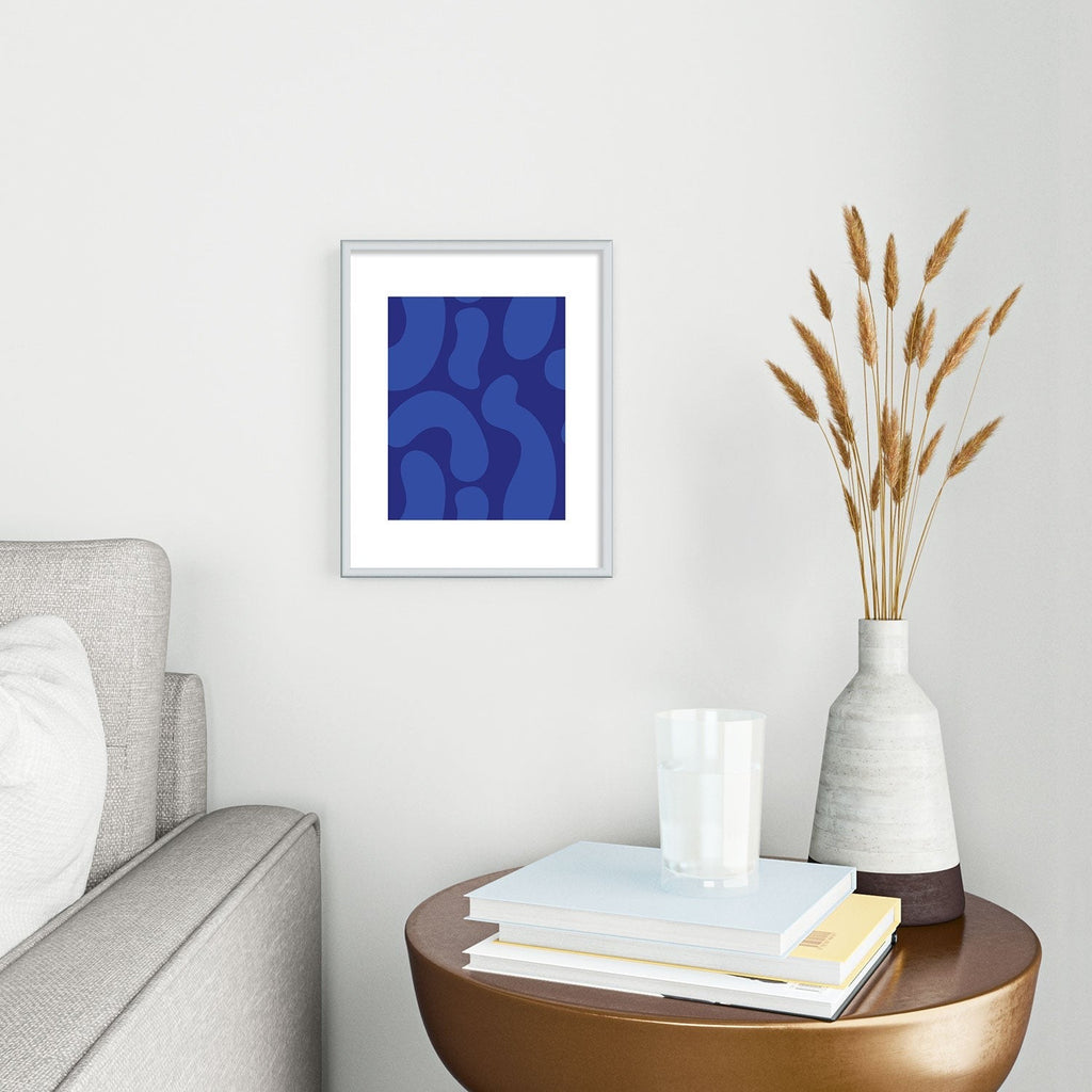 Camilla Foss Blue Pebble Metal Framed Art Print