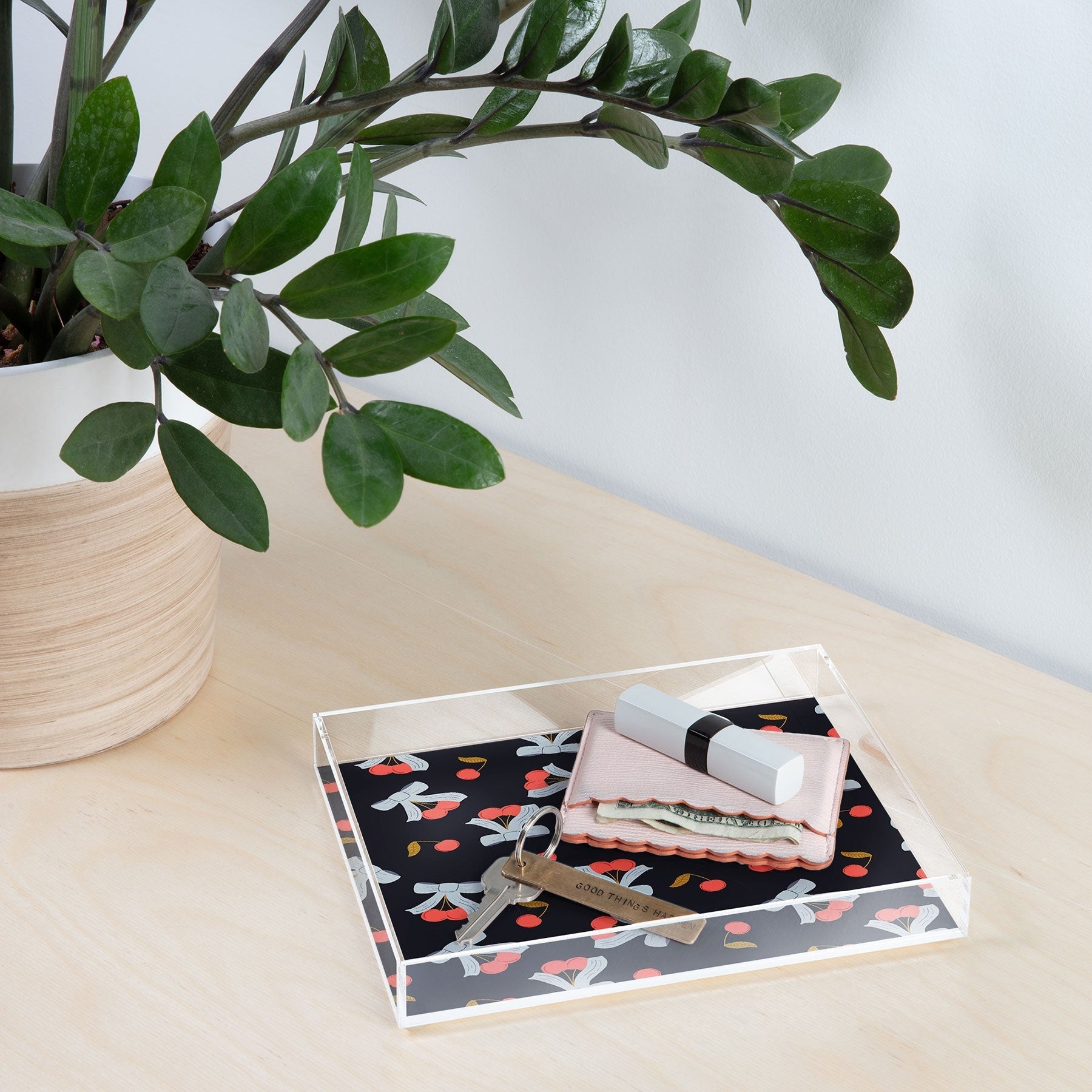 Jennifer Labre Cherries and Bows Acrylic Tray
