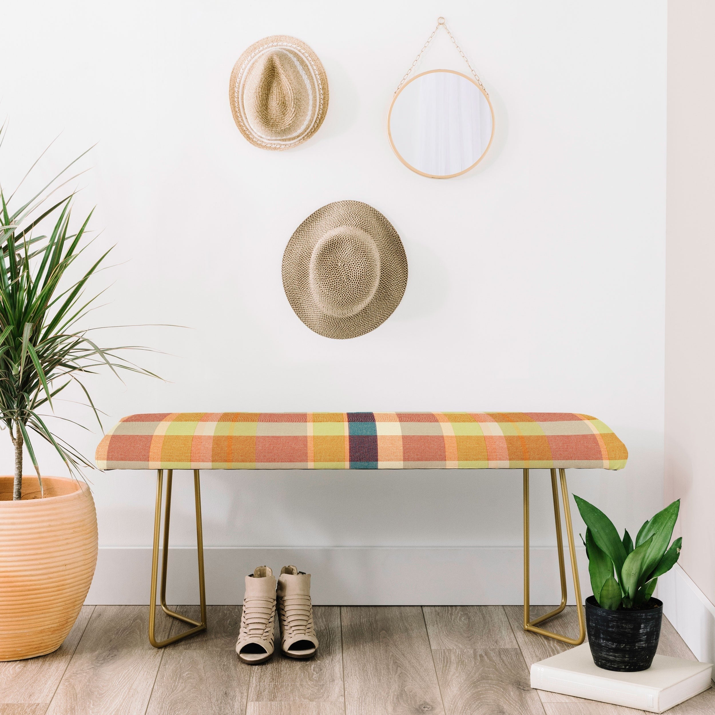 Marta Barragan Camarasa Retro Picnic Plaid Warm Tones Bench