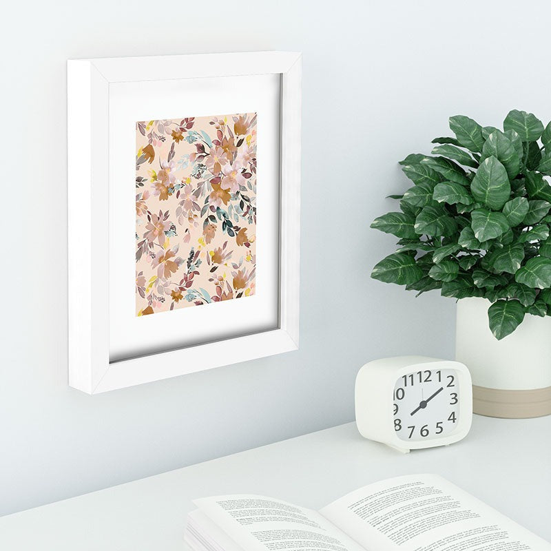 Ninola Design Botanic Retreat Floral Oleander Whimsical Soft Pink Recessed Framing Rectangle