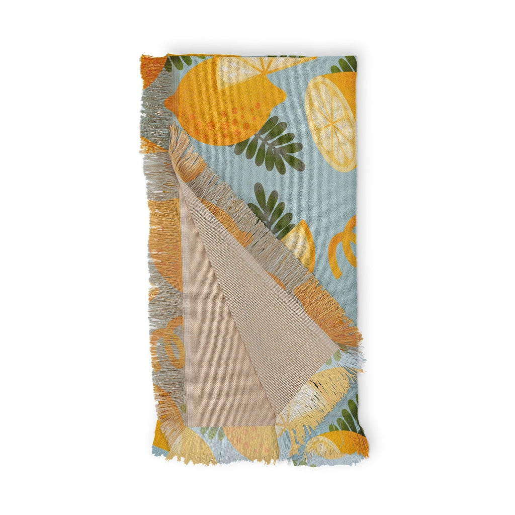 Jessica Molina Lemon Pattern on Sky Blue Throw Blanket