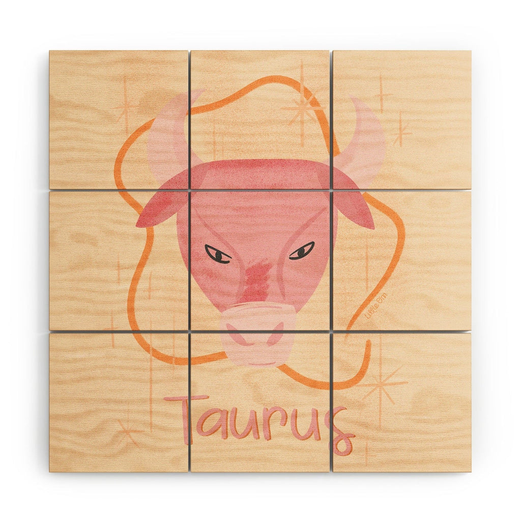 Little Om Zodiac Sign Taurus Wood Wall Mural