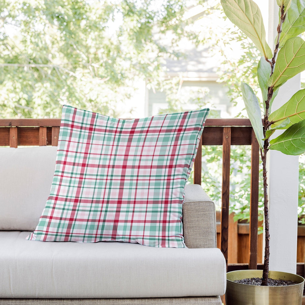 Lisa Argyropoulos Merry Vintage Plaid Outdoor Throw Pillow