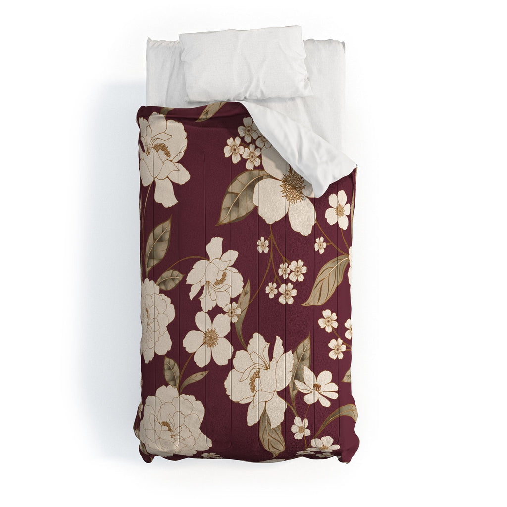 Gabriela Fuente Burgundy Floral Roberta Comforter