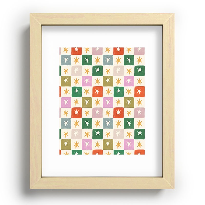 LouBruzzoni Retro Star Block Pattern Recessed Framing Rectangle