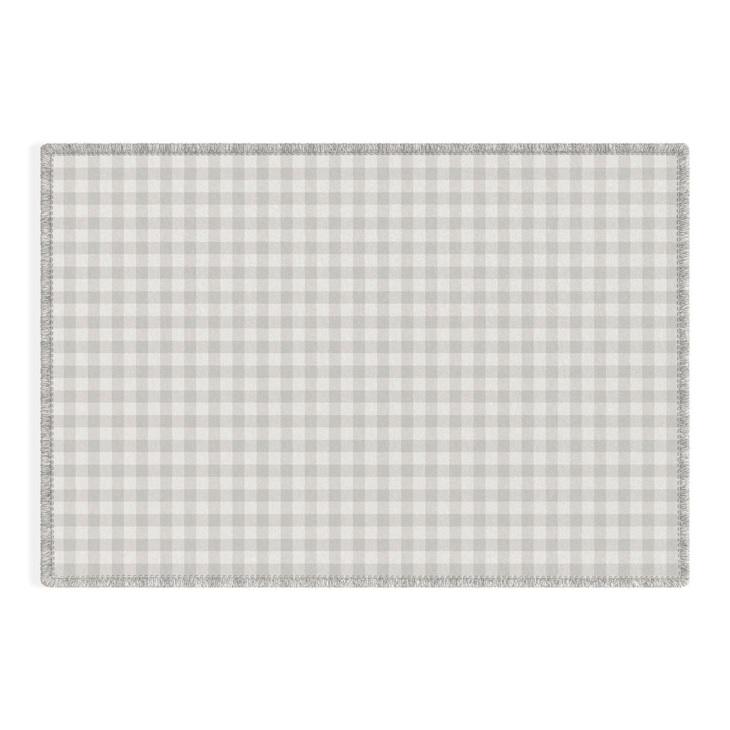 Colour Poems Gingham Plaid Pattern Cloud White Outdoor Rug
