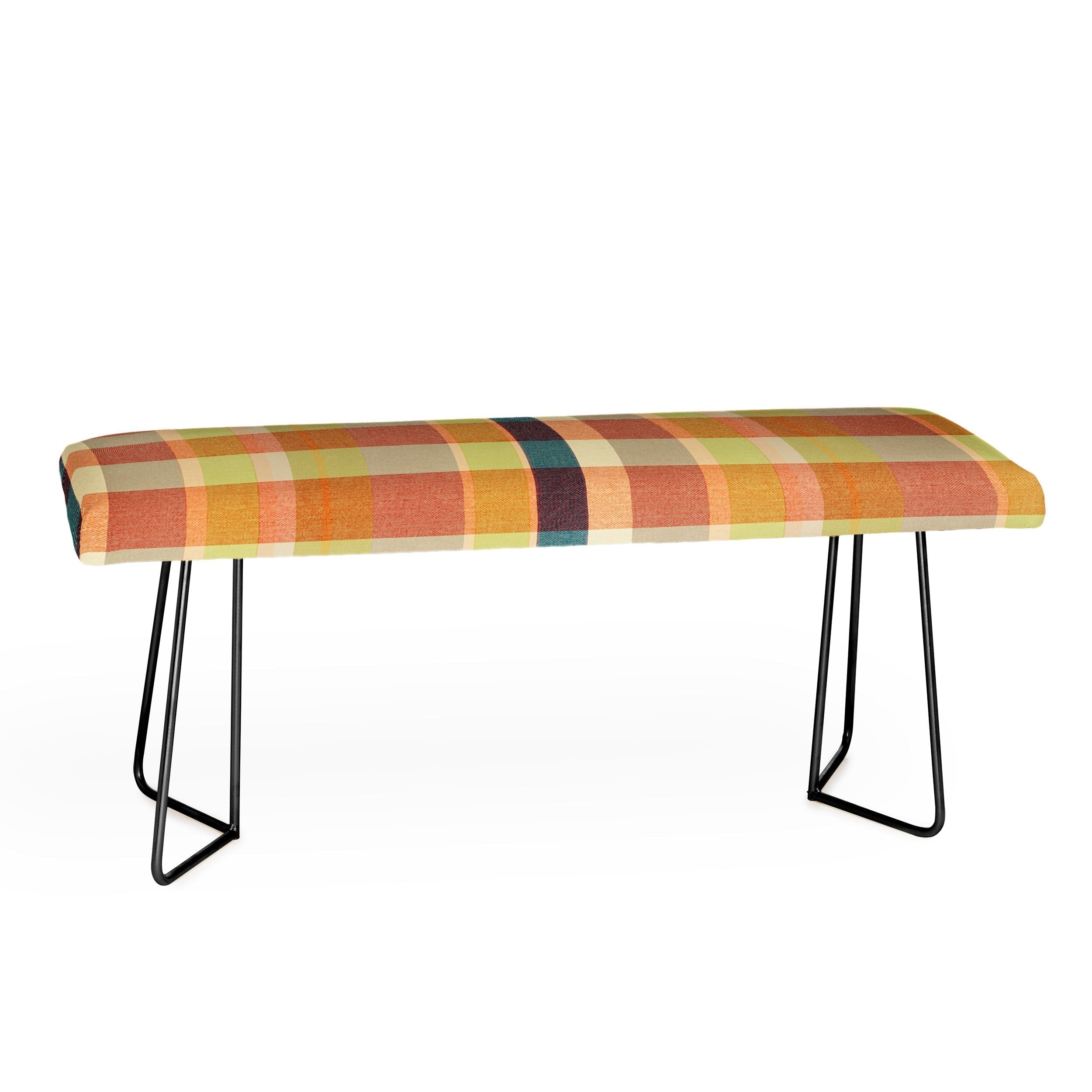 Marta Barragan Camarasa Retro Picnic Plaid Warm Tones Bench