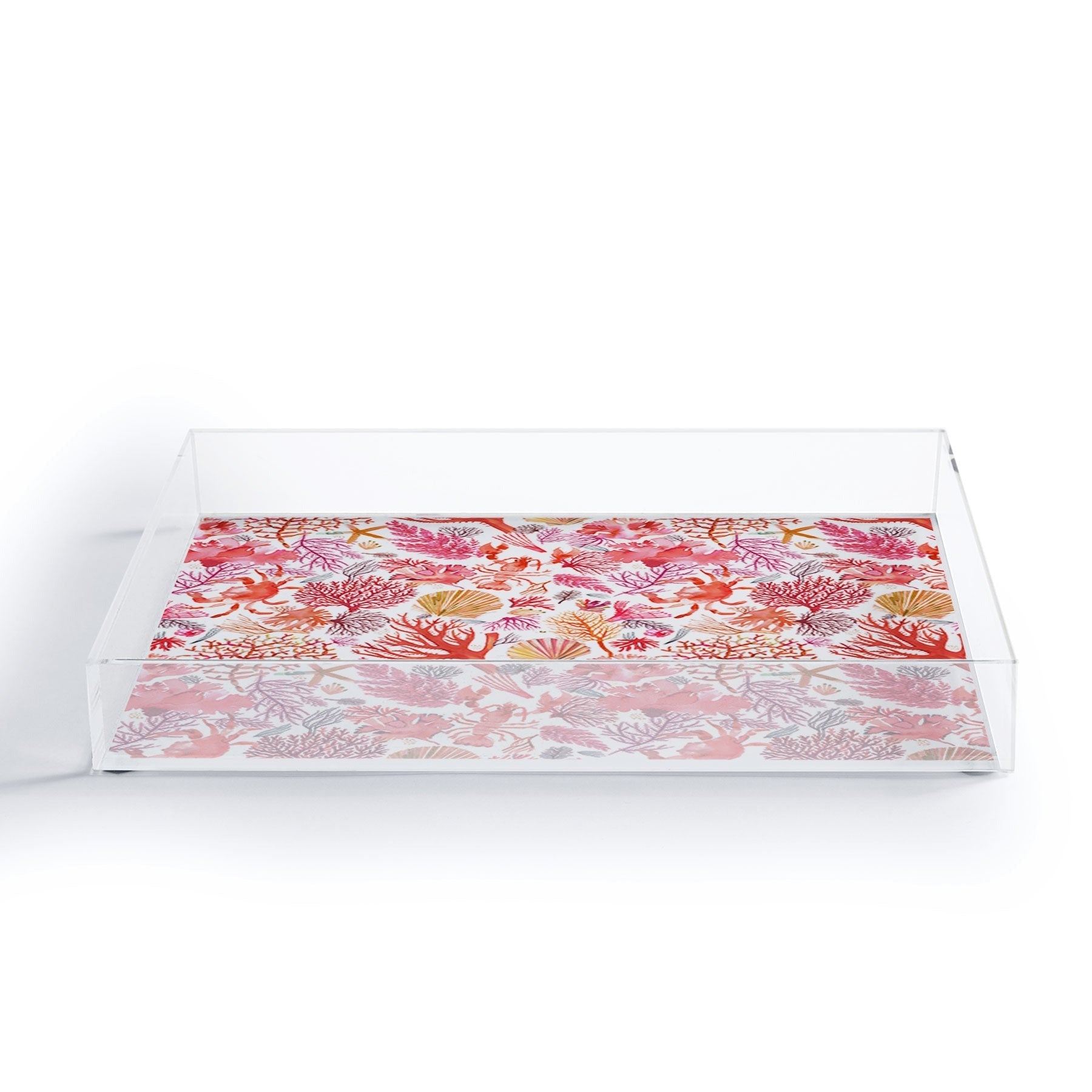Ninola Design Botanic Retreat Coral Reef Crab Lobster Red Acrylic Tray