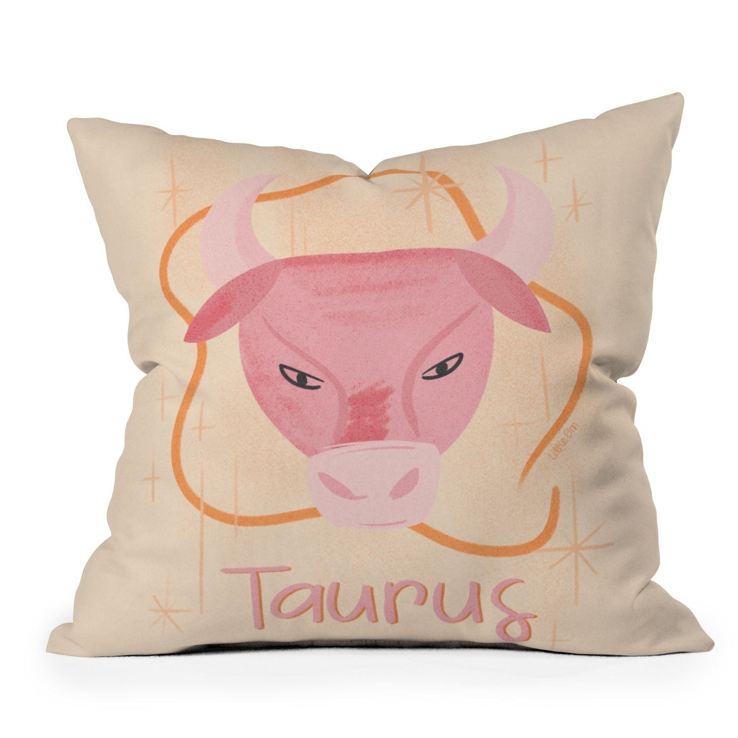 Little Om Zodiac Sign Taurus Throw Pillow