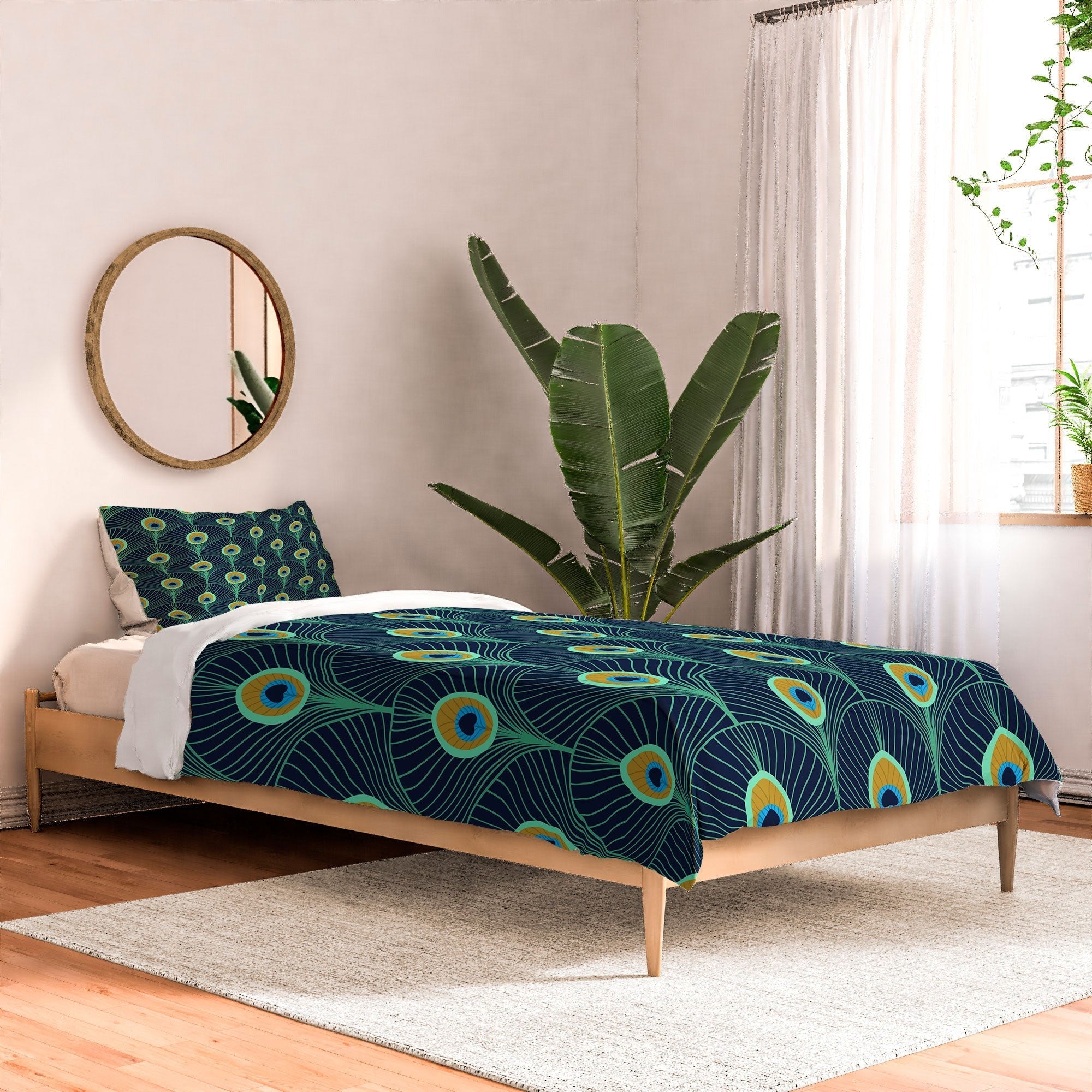 Design by Spark Peacock Deco Feathers Comforter