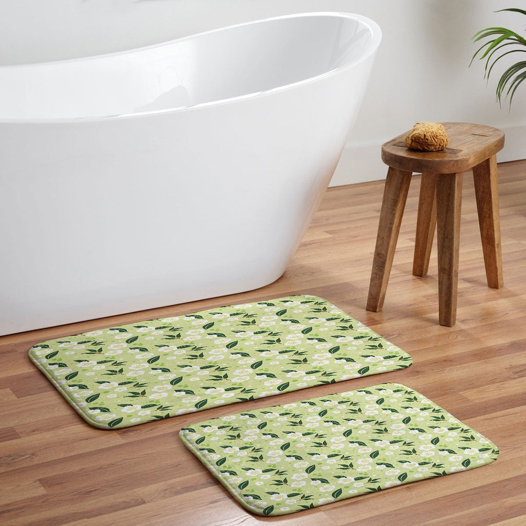 Design by Spark Matcha Tea Florals Memory Foam Bath Mat