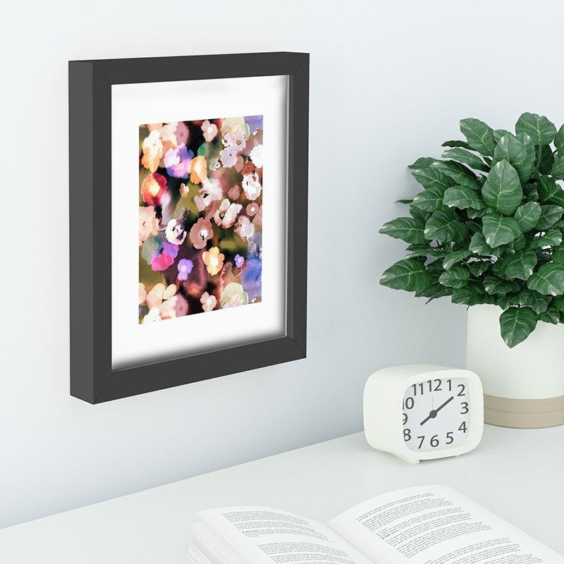 Ninola Design Botanic Retreat Ombre Abstract Watercolor Flowers Pink gold Recessed Framing Rectangle