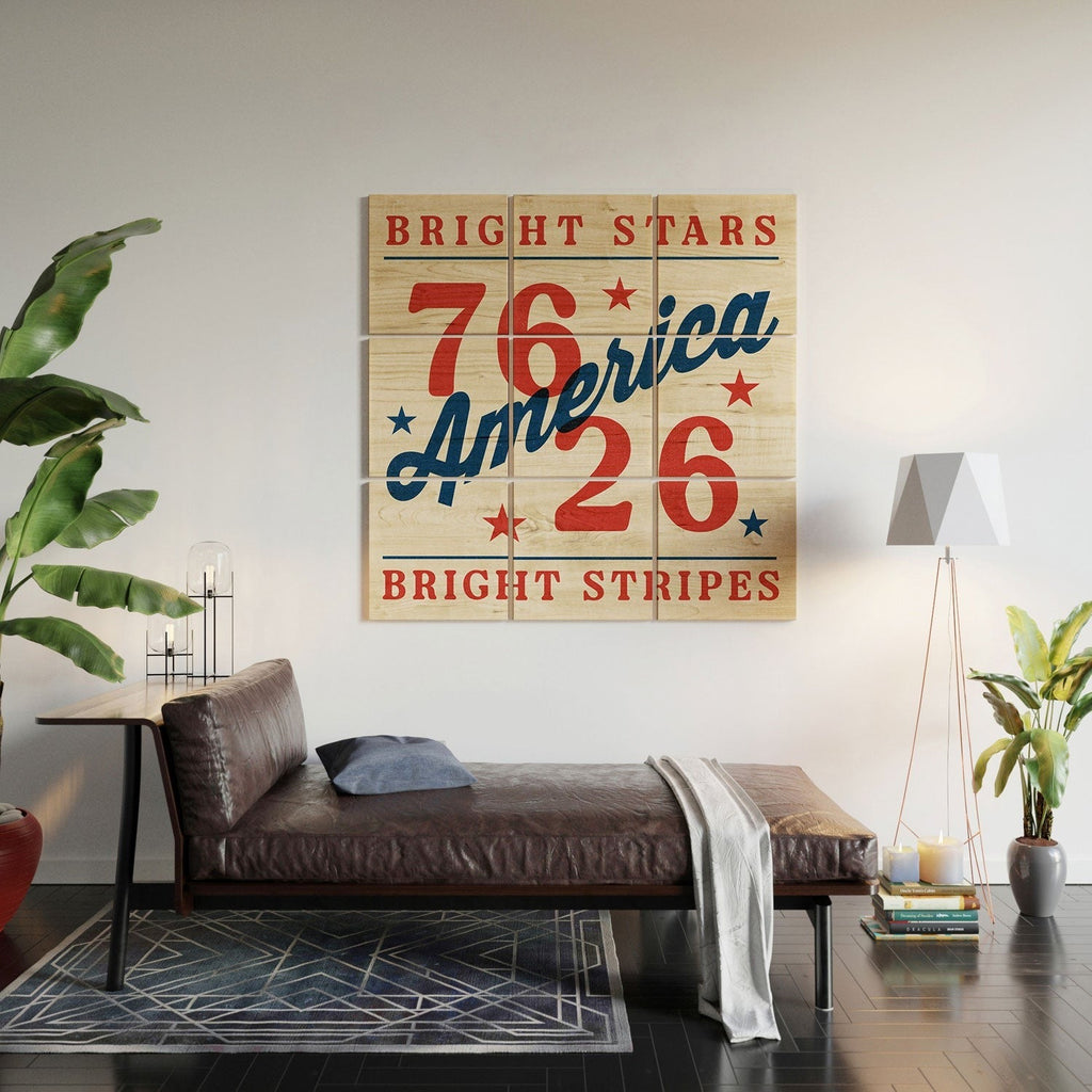 DENY Designs Bright Stars Bright Stripes Wood Wall Mural