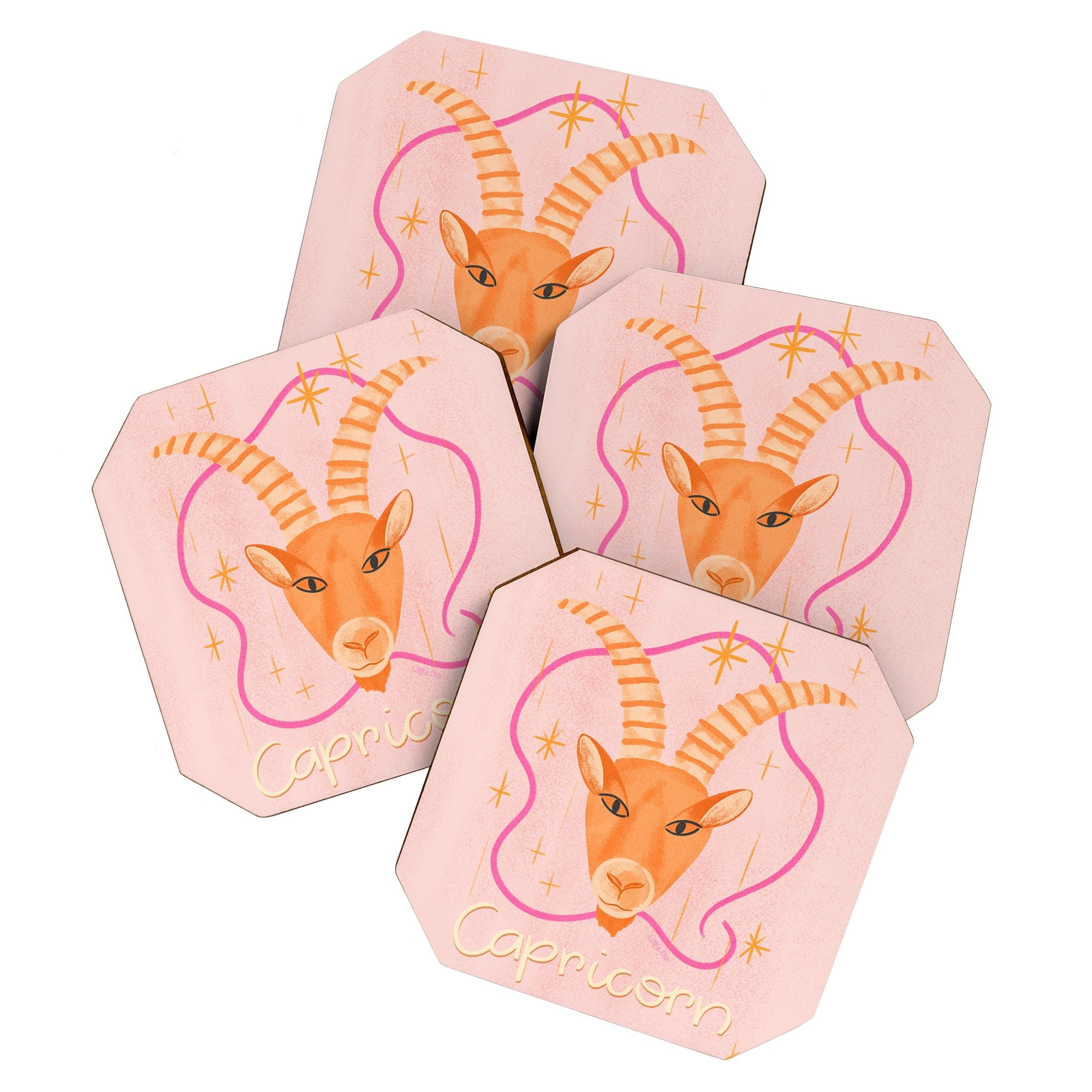 Little Om Zodiac Sign Capricorn Coaster Set
