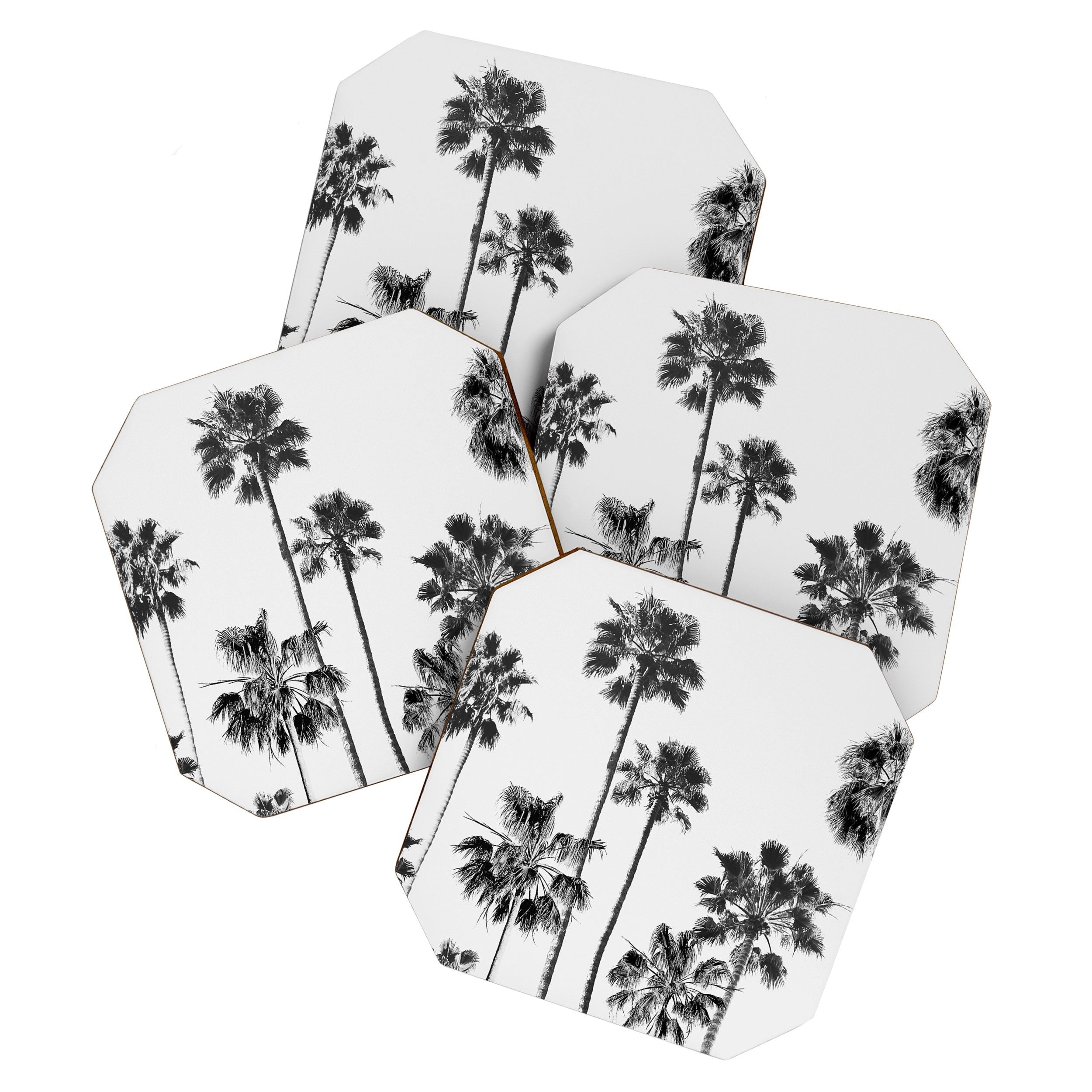 Gal Design Black And White Palms Coaster Set