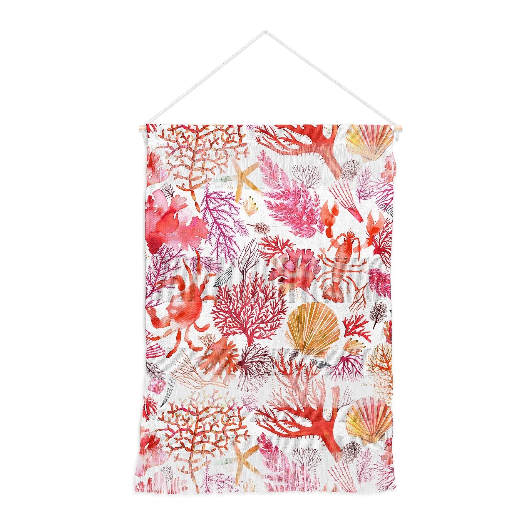 Ninola Design Botanic Retreat Coral Reef Crab Lobster Red Wall Hanging Portrait