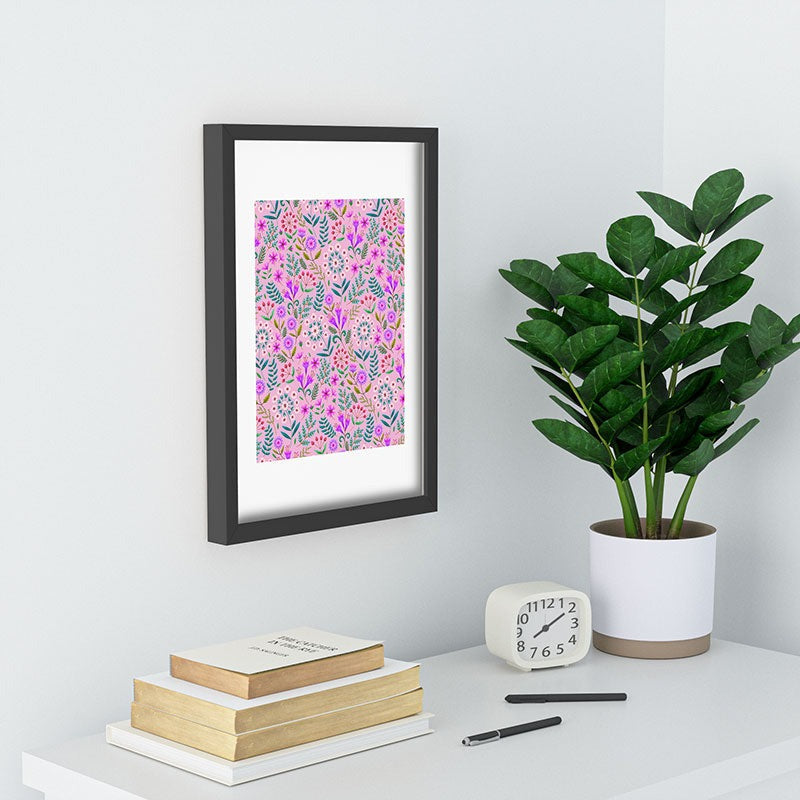 Pimlada Phuapradit Ditsy Purple Floral Half Drop Recessed Framing Rectangle