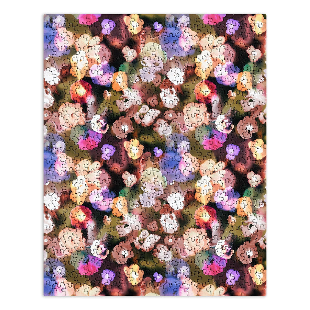 Ninola Design Botanic Retreat Ombre Abstract Watercolor Flowers Pink gold Puzzle