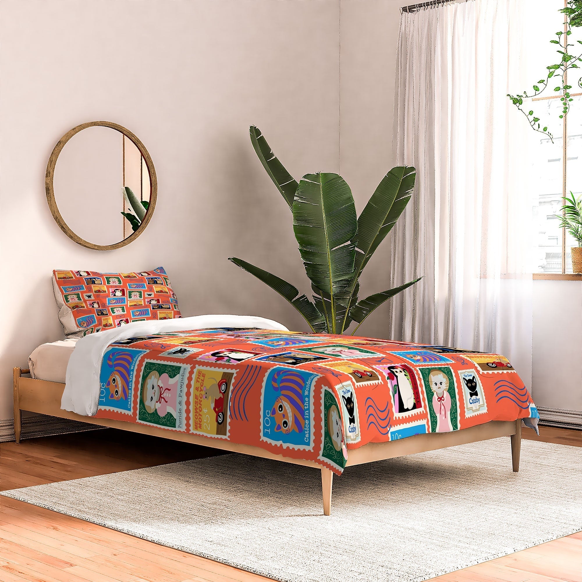 Design by Spark Classic Book Cat Stamps Comforter