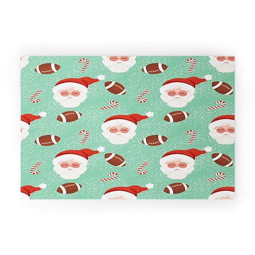 Design by Spark Sporty Football Santa Holiday Welcome Mat